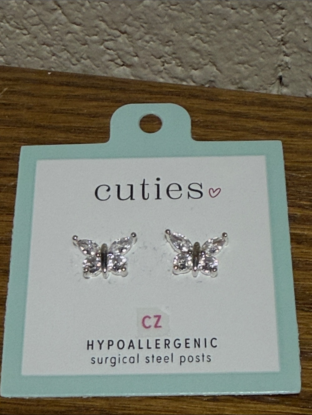 Cuties Silver Butterfly Stud Earrings - Hypoallergenic CZ Accents